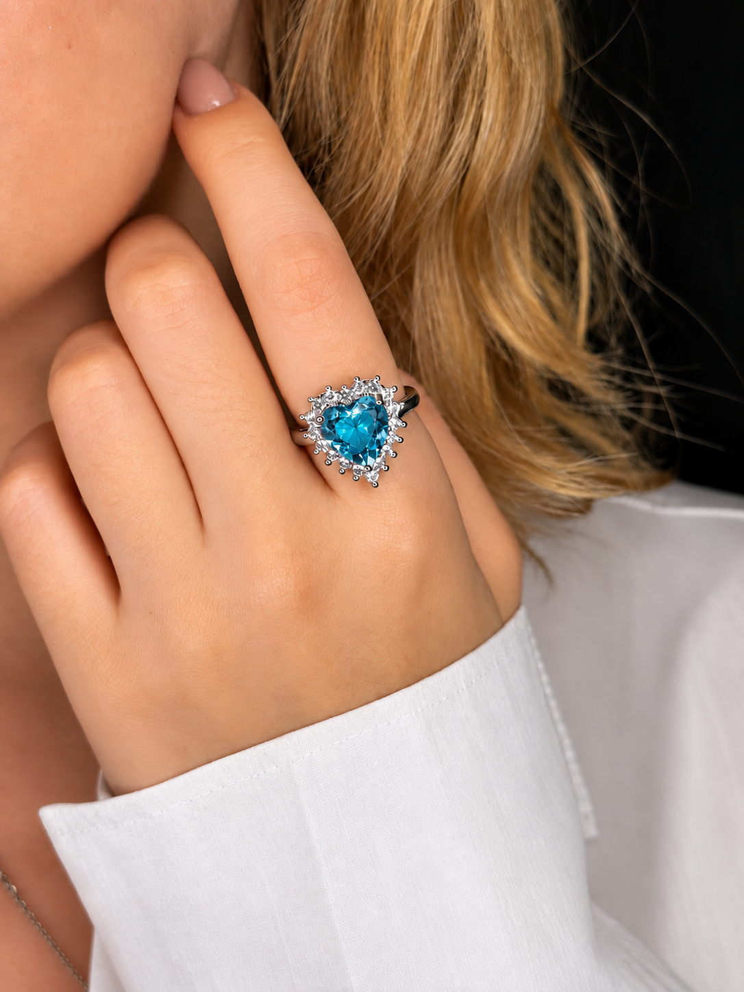 Anel Heart Aqua