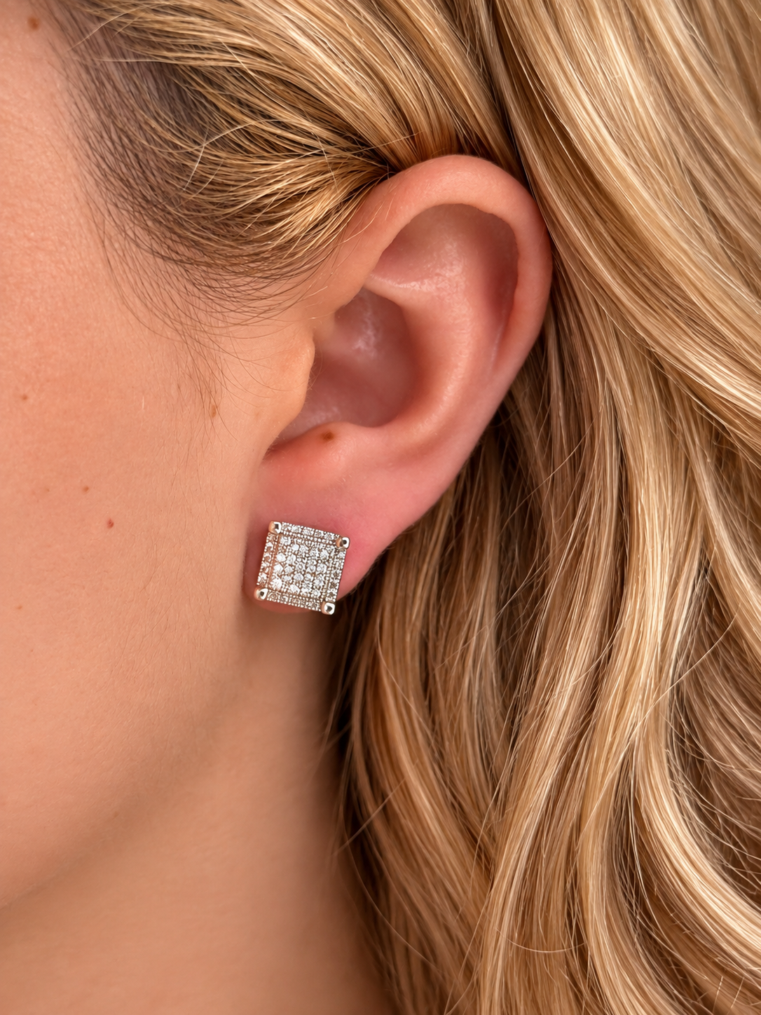 Brinco Squares Cristal Prateado