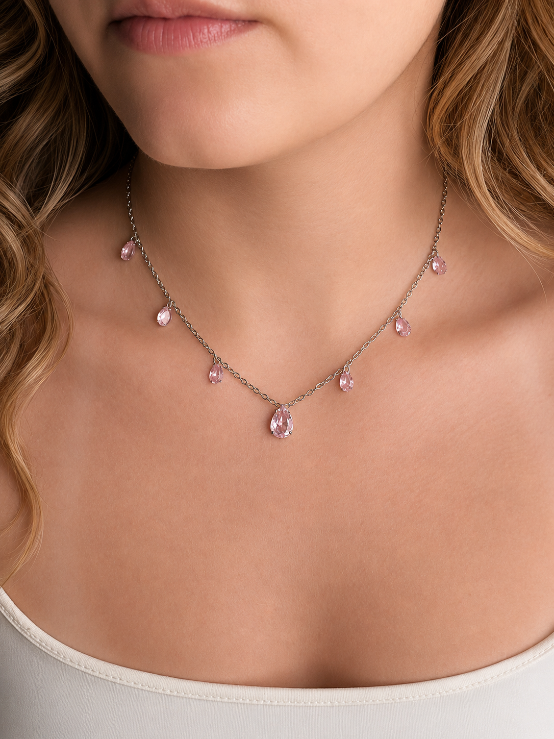 Colar Lacrima Baby Pink